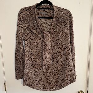 Classiques Entier Brown and White Tie Front Blouse